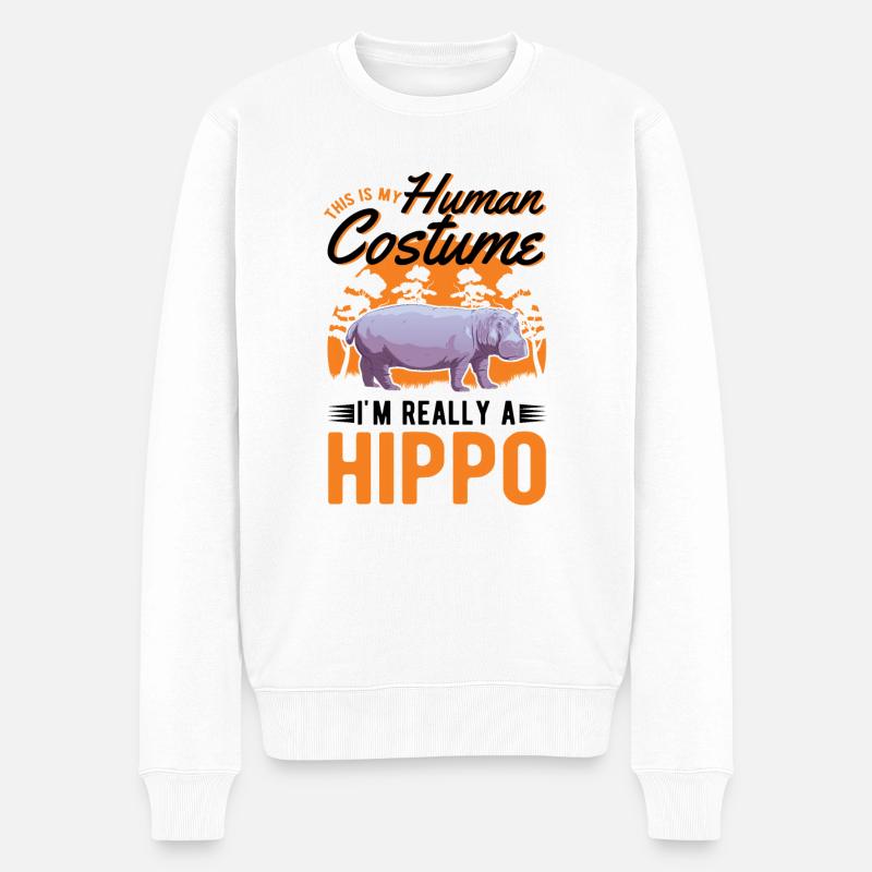 Hippo Costume Hippo Halloween - Pull Premium bio Homme - blanc