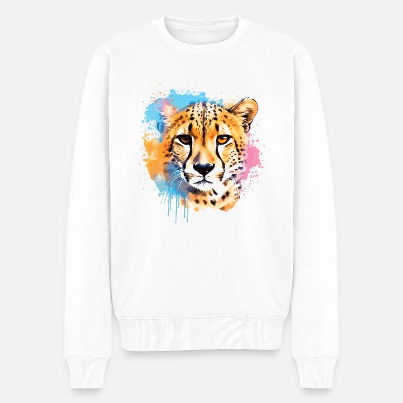 Bunte Kunst - Niedliches &; Wildes - Männer Premium Bio Pullover - Weiß