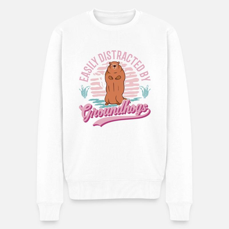 Murmeltier Groundhog Waldmurmeltier - Männer Premium Bio Pullover - Weiß