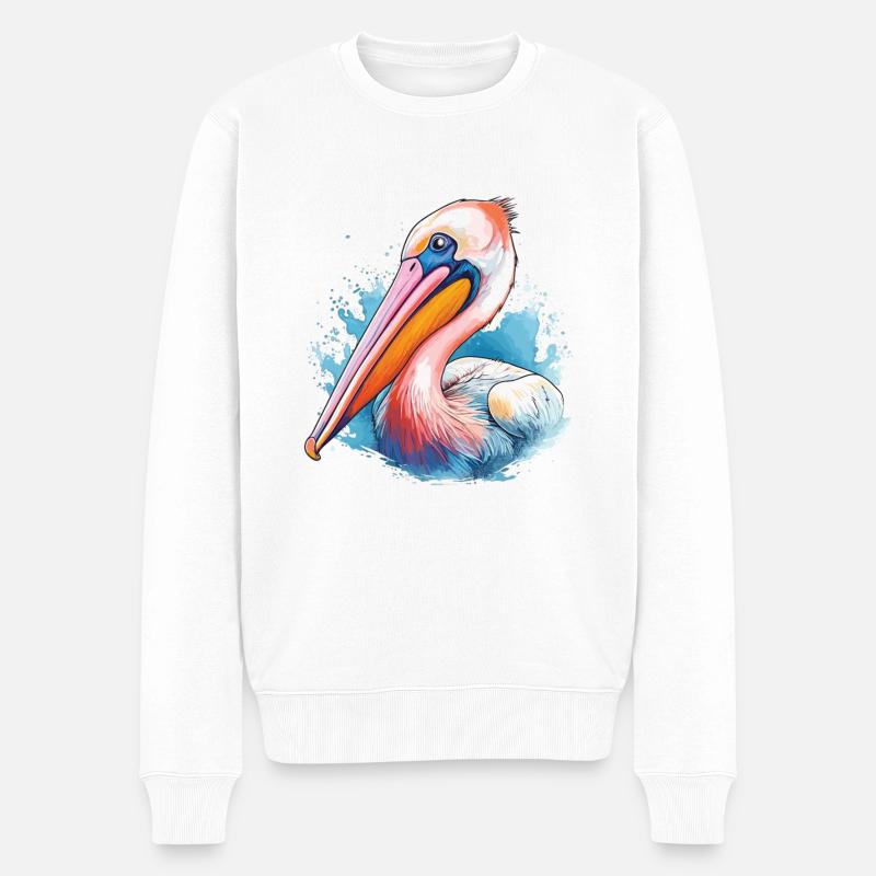 Joli design pélican aquarelle - Pull Premium bio Homme - blanc