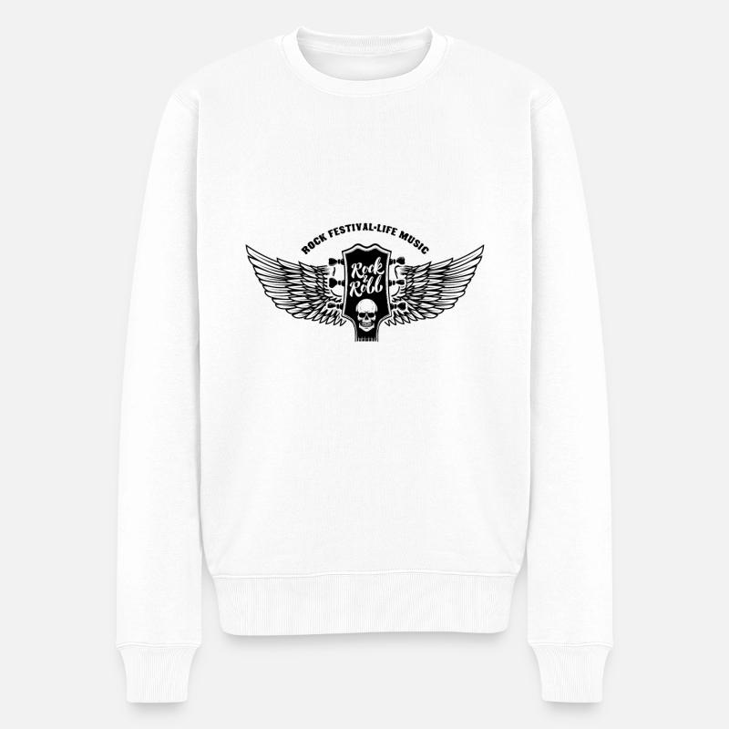 Rockmusik - Männer Premium Bio Pullover - Weiß