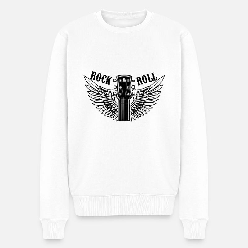 Rockmusik - Männer Premium Bio Pullover - Weiß