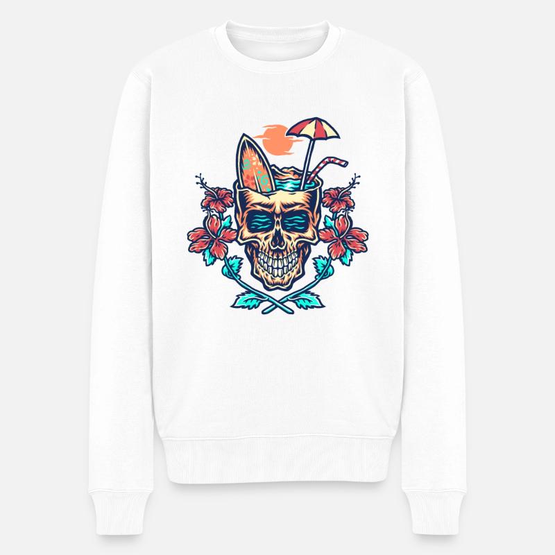Plage d’été Skull - Pull Premium bio Homme - blanc
