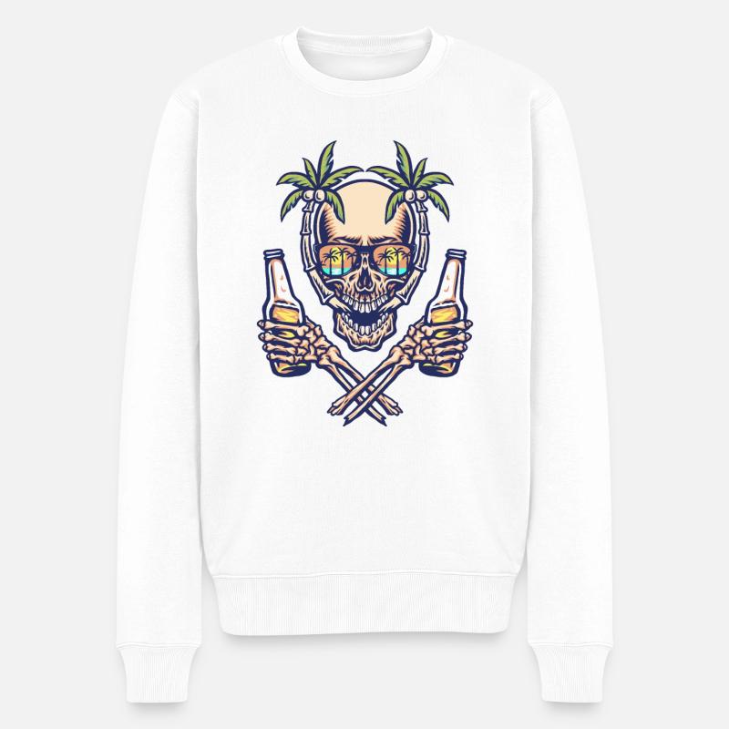 Plage d’été Skull - Pull Premium bio Homme - blanc