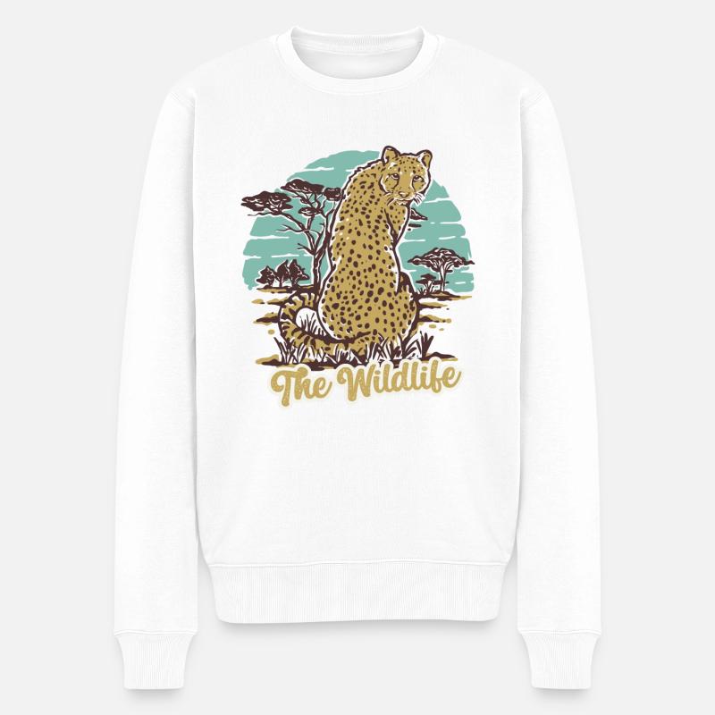 Der wildlebende Gepard - Männer Premium Bio Pullover - Weiß