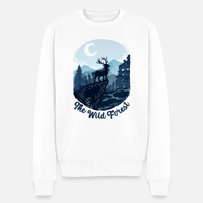 Die Wildwaldebene - Männer Premium Bio Pullover - Weiß