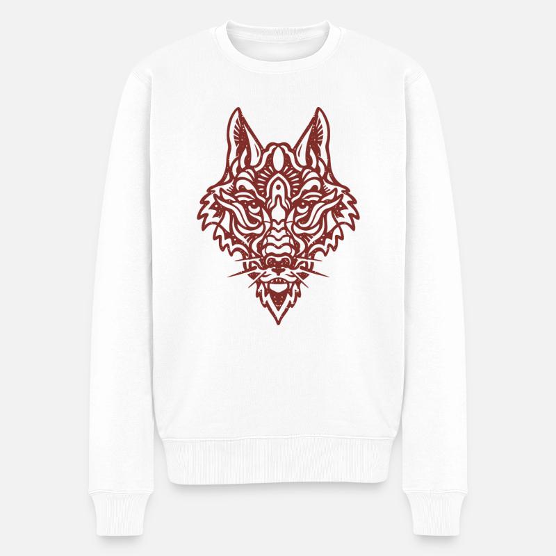 Le renard roux vintage monoline - Pull Premium bio Homme - blanc