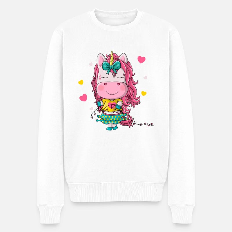 fille licorne - Pull Premium bio Homme - blanc