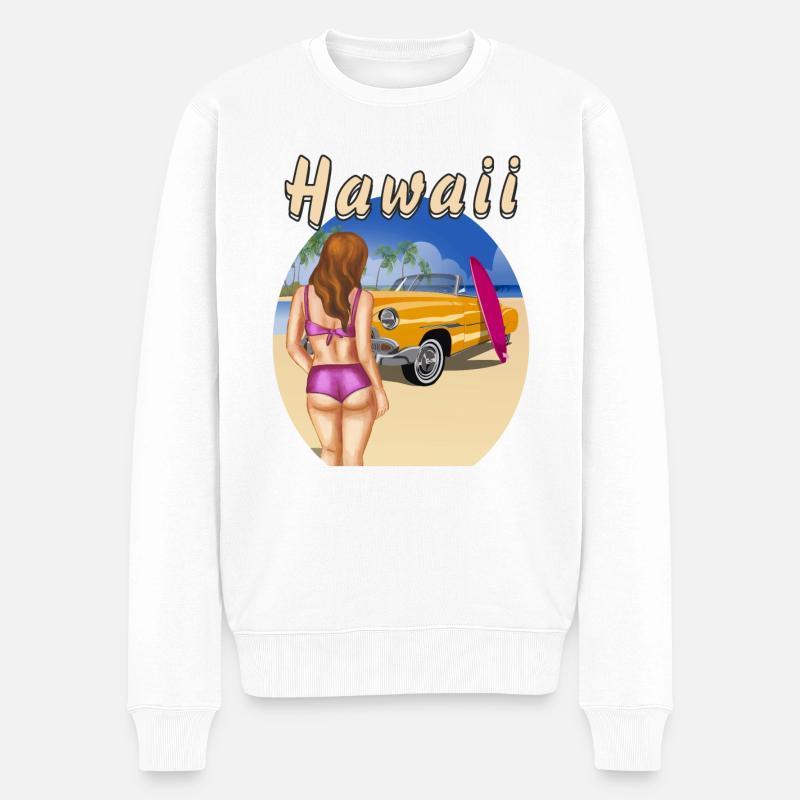 HAWAII - Männer Premium Bio Pullover - Weiß