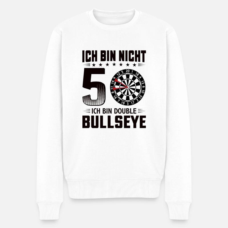 Dart 50 Geburtstag Dart Dartspieler Dartscheibe - Männer Premium Bio Pullover - Weiß