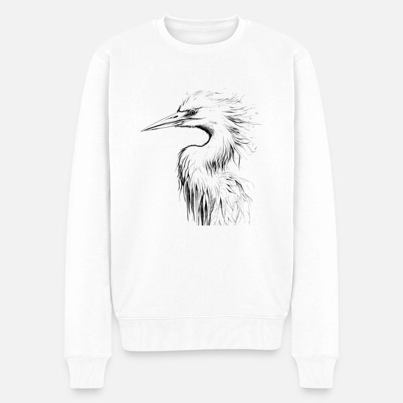 Reiher - Männer Premium Bio Pullover - Weiß