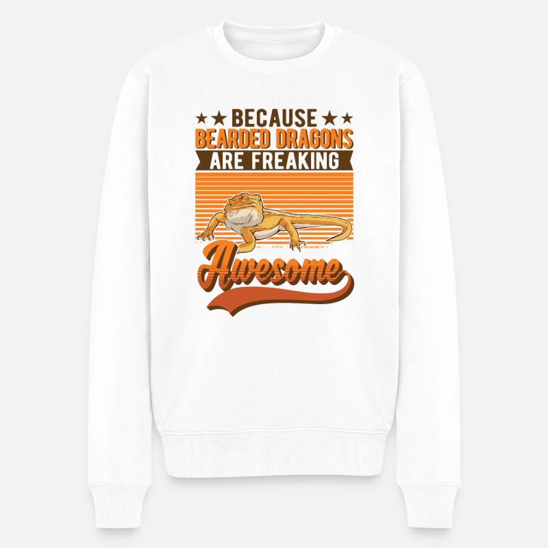 Bartagame Spruch Bearded Dragon - Männer Premium Bio Pullover - Weiß