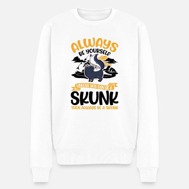 Always be yourself Skunk Stinkntier - Männer Premium Bio Pullover - Weiß