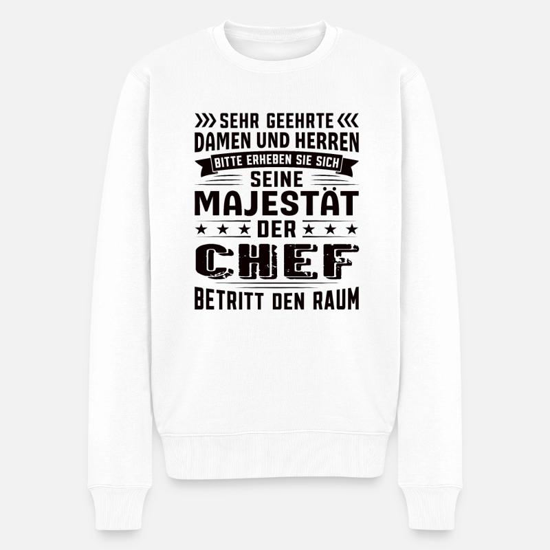 Chef Geburtstag Chef Sprüche Chef Geschenke - Männer Premium Bio Pullover - Weiß