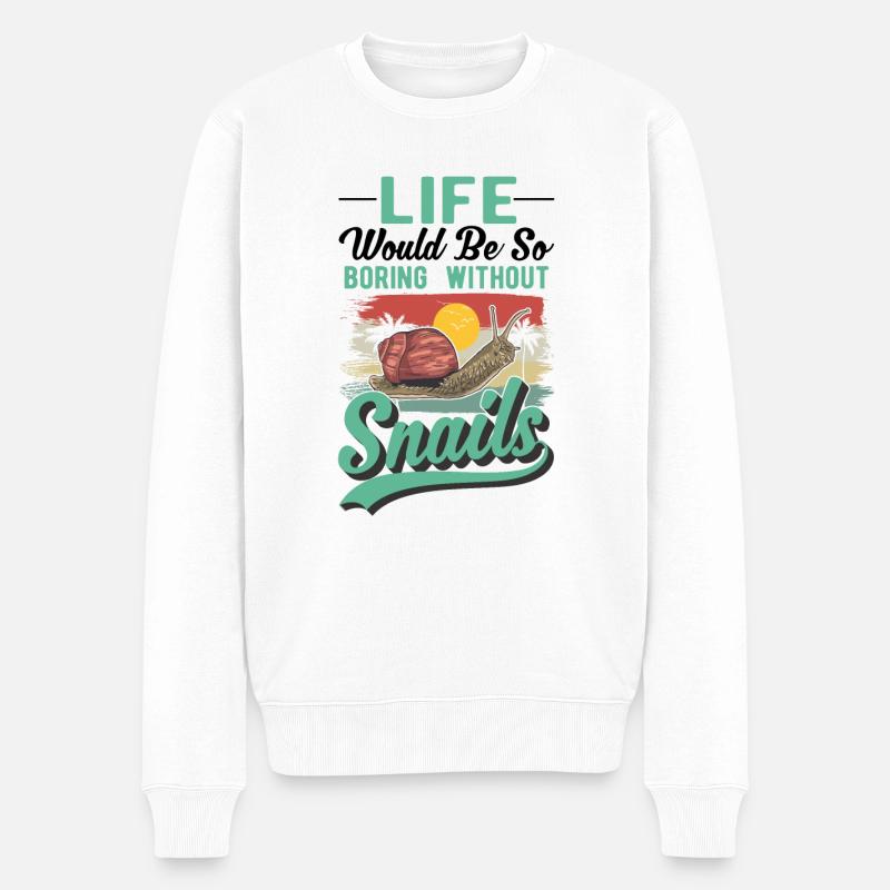 Schnecke Geschenk Weinbergschnecke - Männer Premium Bio Pullover - Weiß