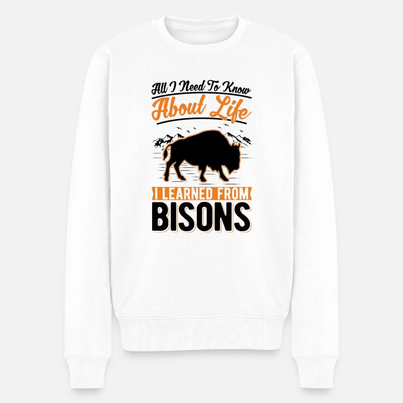 Büffel Geschenk Wasserbüffel Bison - Männer Premium Bio Pullover - Weiß