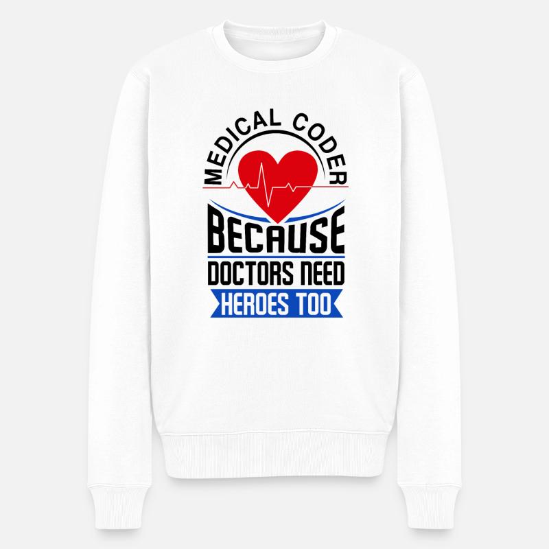 Codeur médical Profession Médical - Pull Premium bio Homme - blanc
