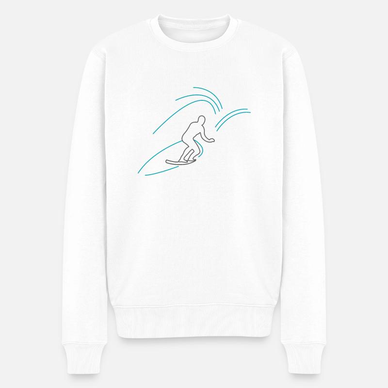 Surfer comic style - Männer Premium Bio Pullover - Weiß