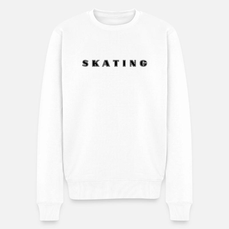 Skating Schriftzug - Männer Premium Bio Pullover - Weiß