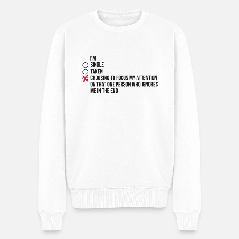 Statut relationnel compliqué - célibataire - Pull Premium bio Homme - blanc