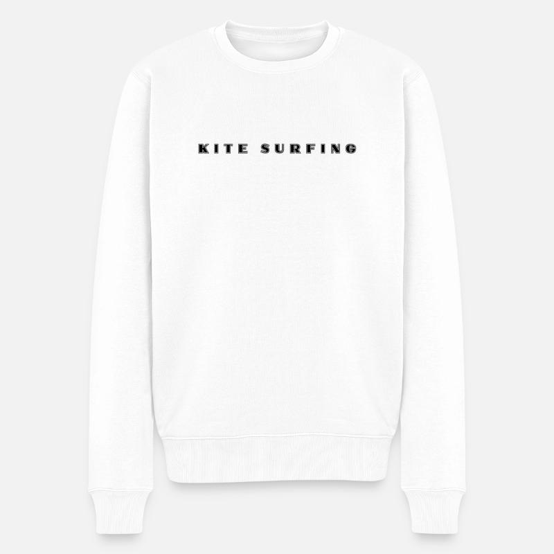 Kite Surfing Schriftzug - Männer Premium Bio Pullover - Weiß