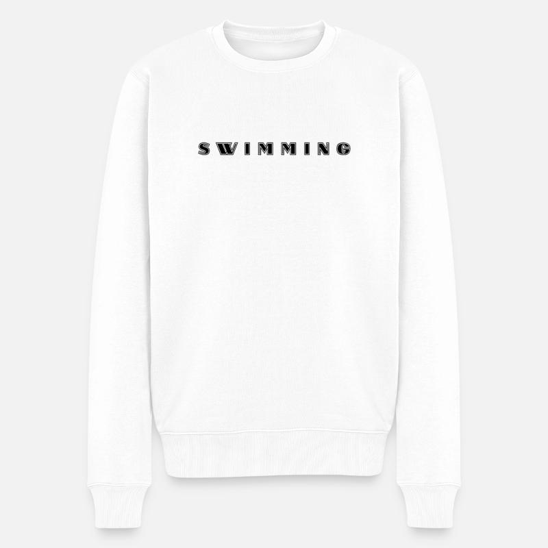Schwimmen Schriftzug - Männer Premium Bio Pullover - Weiß