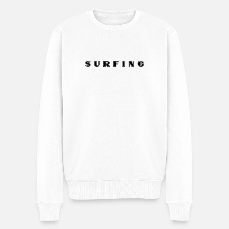 Surfen Schriftzug - Männer Premium Bio Pullover - Weiß