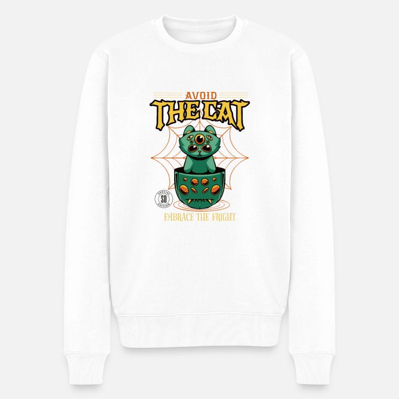 Chat et araignée d’Halloween - Pull Premium bio Homme - blanc