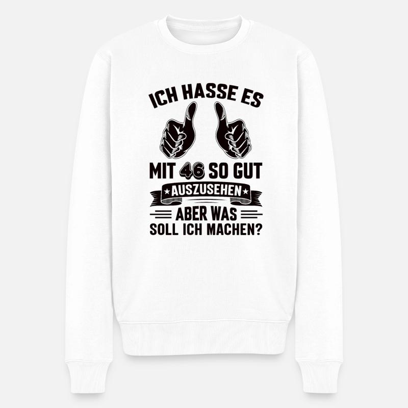 46 Geburtstag 46 Jahre 46 Lebensjahr 46 Lebenalter - Männer Premium Bio Pullover - Weiß