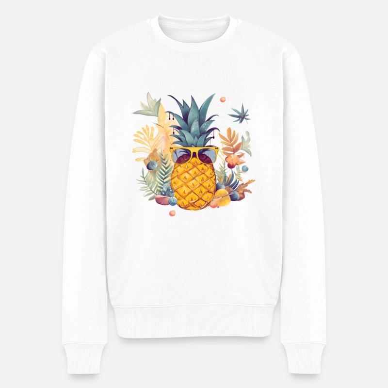 Pineapple Sunglasses Beach Hawaiian Holidays - Pull Premium bio Homme - blanc