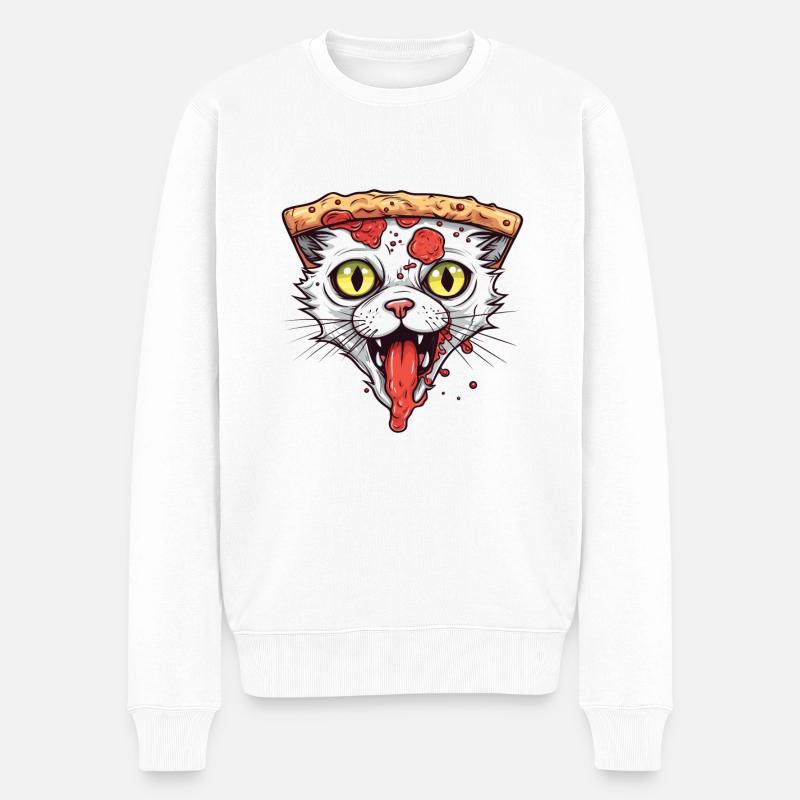 Pizza Cat - Pull Premium bio Homme - blanc