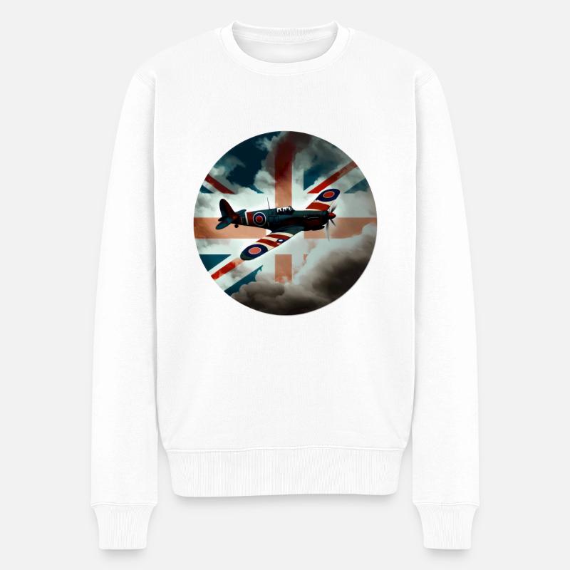 Spitfire Flugzeug Kampfflugzeug England UK - Männer Premium Bio Pullover - Weiß