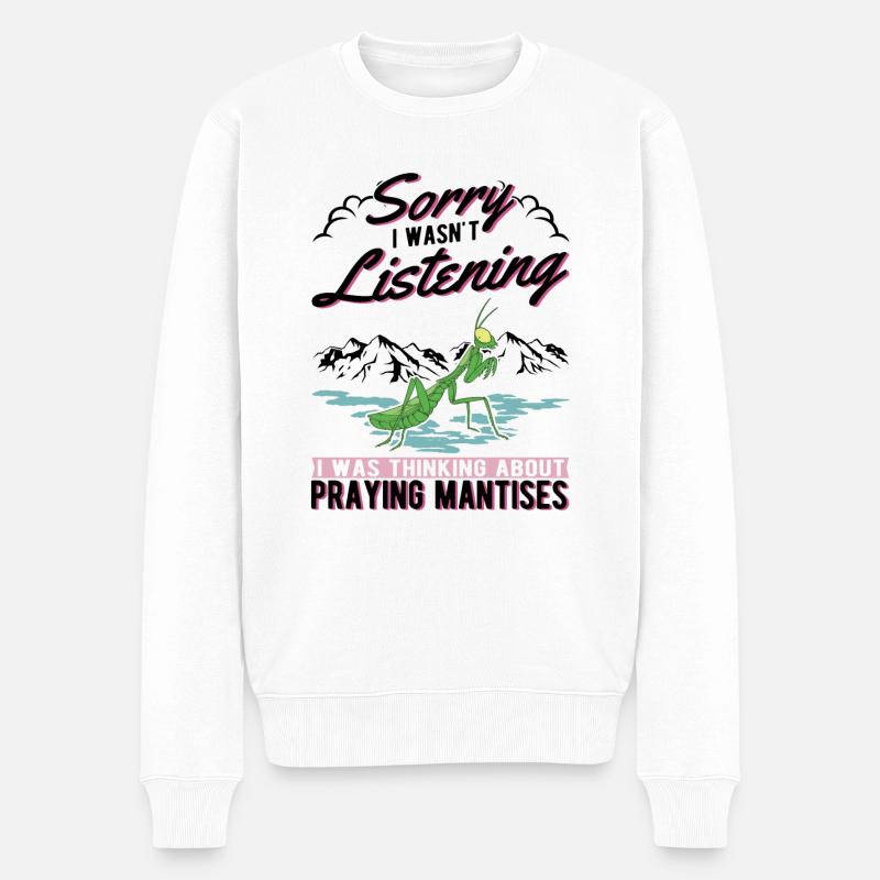 Gottesanbeterin Geschenk Mantis Fangschrecke - Männer Premium Bio Pullover - Weiß
