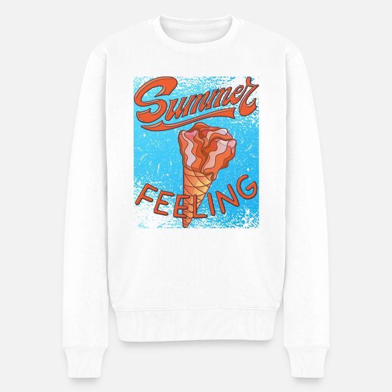 SUMMER FEELING EIS - Männer Premium Bio Pullover - Weiß