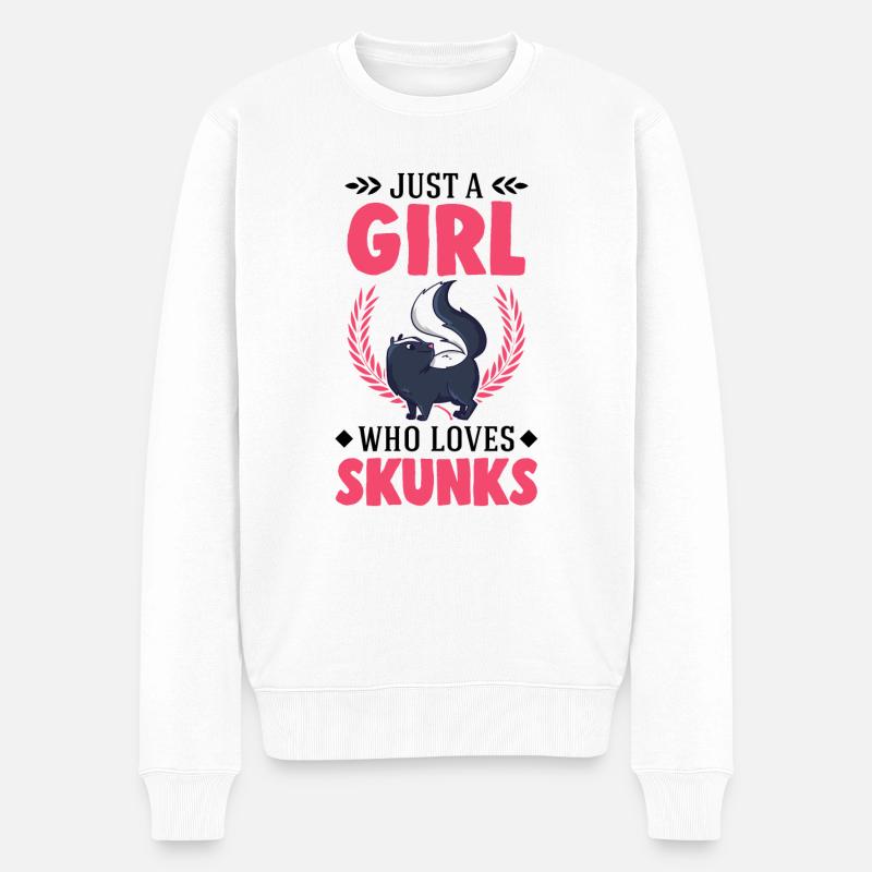 Stinktier Mädchen - Männer Premium Bio Pullover - Weiß