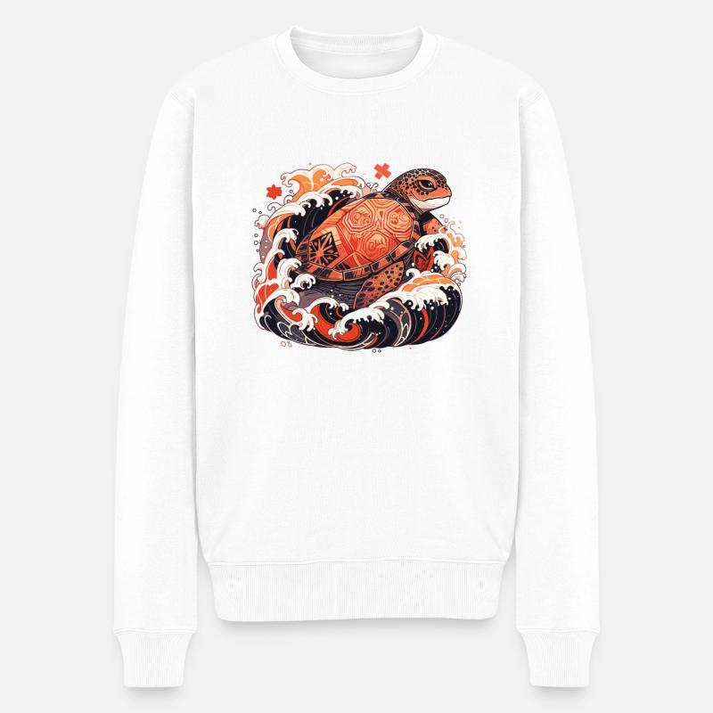 Schildkröte - Männer Premium Bio Pullover - Weiß