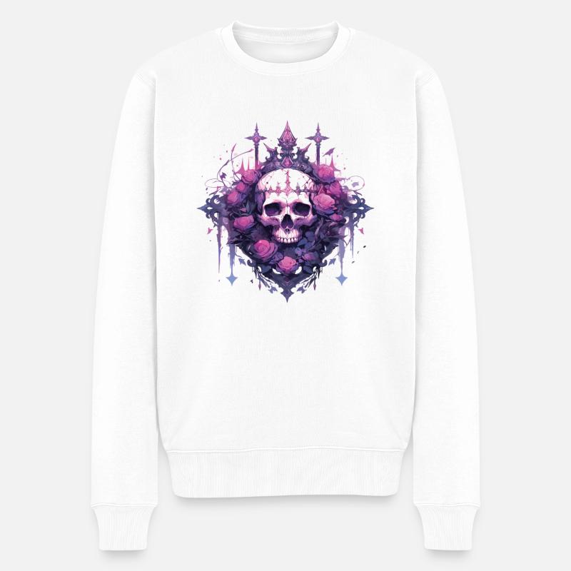 Totenkopf Skull Skulls Totenschädel Skelett - Männer Premium Bio Pullover - Weiß