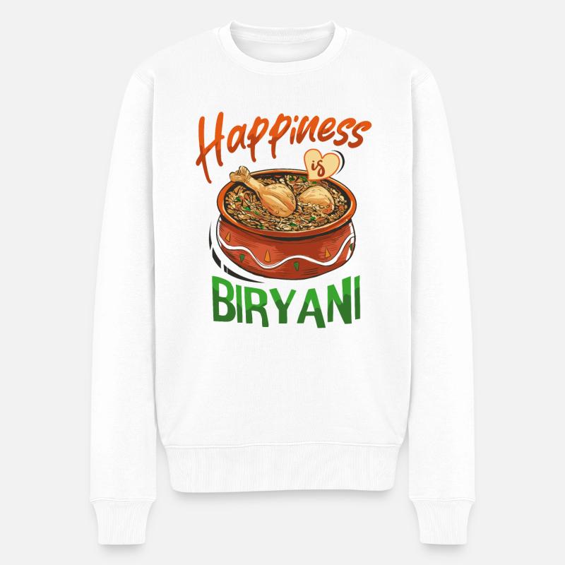 Indisches Essen, Feinschmecker, Biryani-liebhaber, - Männer Premium Bio Pullover - Weiß