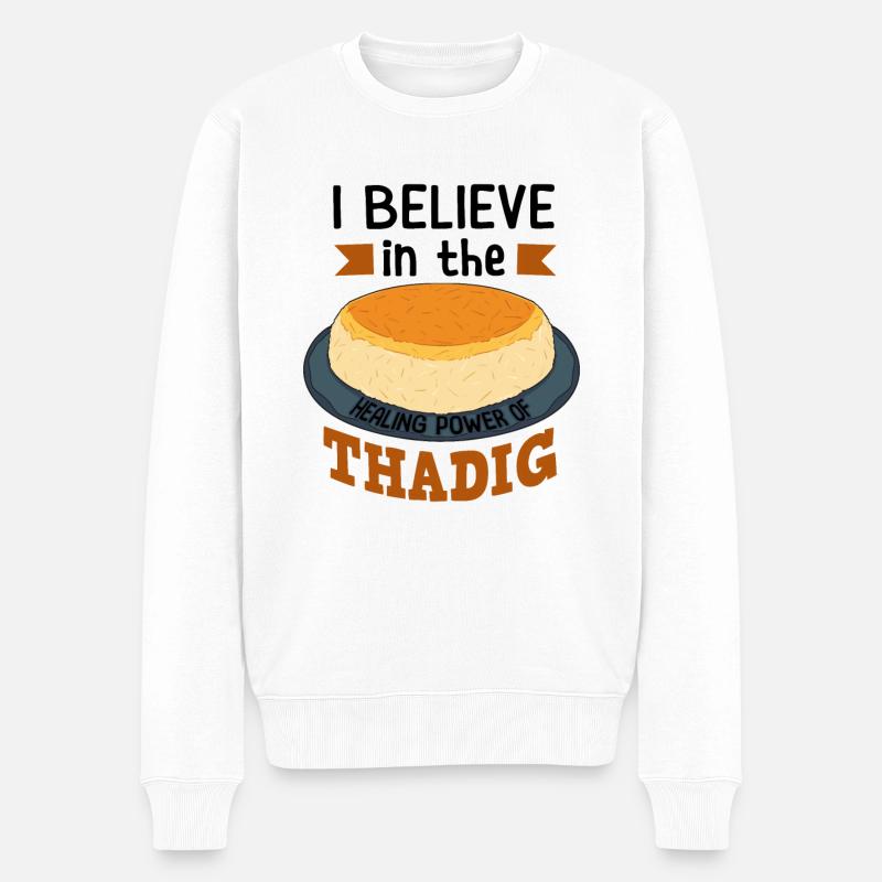 Geschenke Für Feinschmecker Von Thadig - Männer Premium Bio Pullover - Weiß