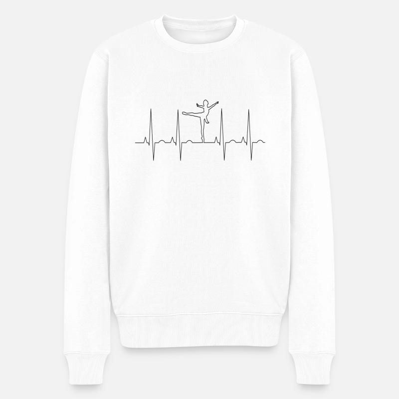 Ballett Ballerina Heartbeat Tänzerin Puls Geschenk - Männer Premium Bio Pullover - Weiß