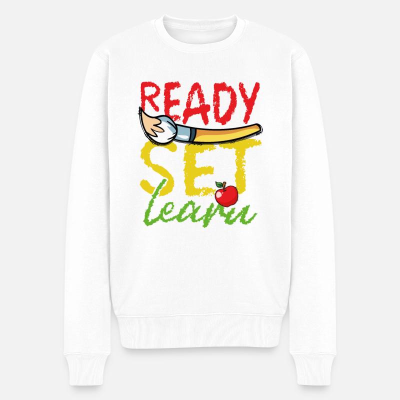 Fertiges Lernset In Weiß - Männer Premium Bio Pullover - Weiß