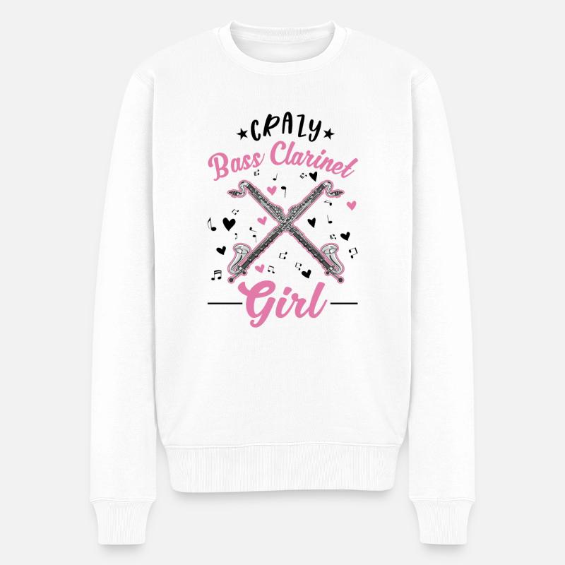 Clarinette basse folle - Pull Premium bio Homme - blanc