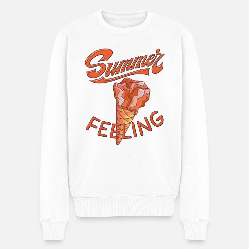 SUMMER FEELING EIS - Männer Premium Bio Pullover - Weiß