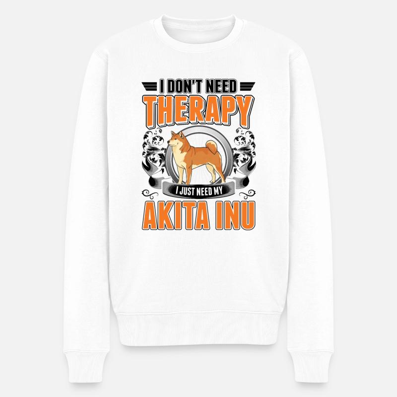 Akita Inu Therapie - Männer Premium Bio Pullover - Weiß