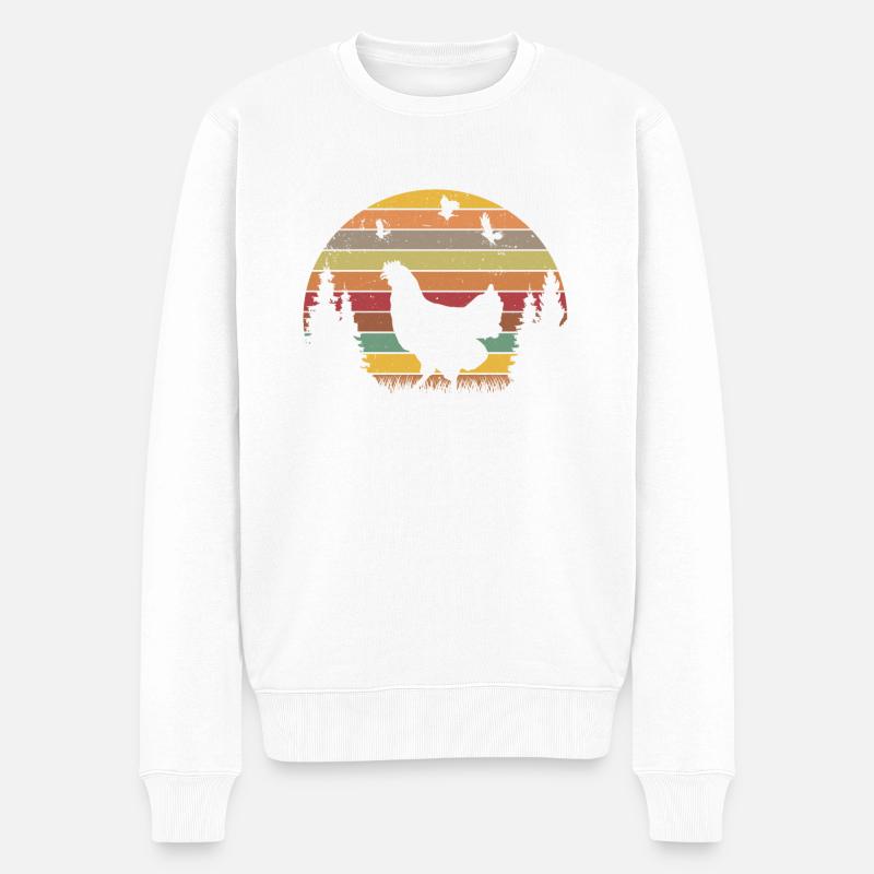 Hühner Retro Huhn Vintage - Männer Premium Bio Pullover - Weiß