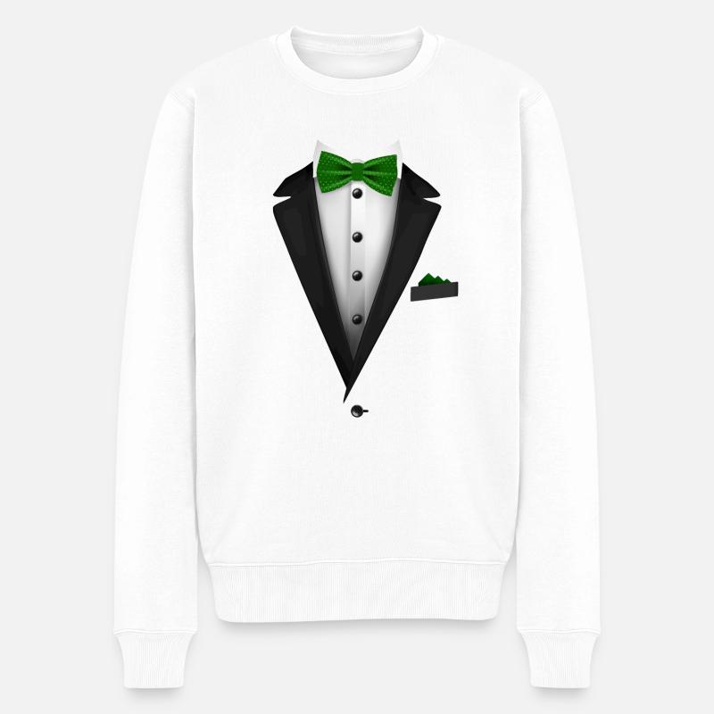 Smoking mit grüner Fliege für Hochzeiten und - Männer Premium Bio Pullover - Weiß