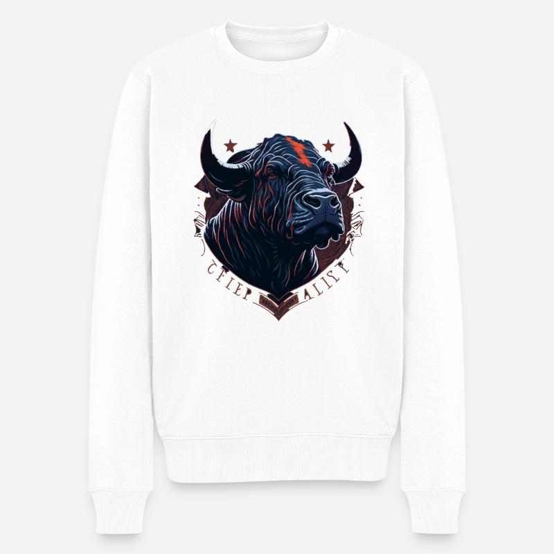 Tête de taureau de vache - Pull Premium bio Homme - blanc