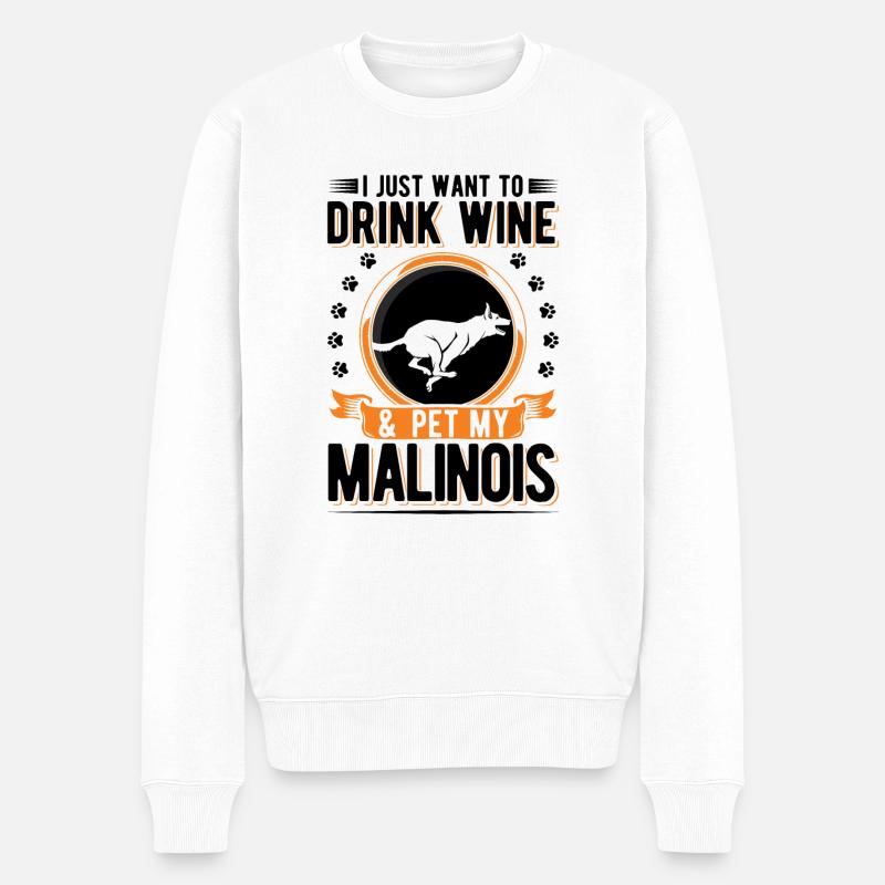 Malinois und Wein Belgischer Schäferhund - Männer Premium Bio Pullover - Weiß