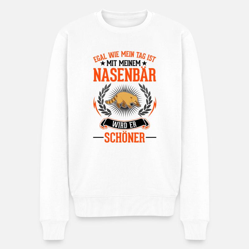 Nasenbär Coati Rüsselbär - Männer Premium Bio Pullover - Weiß