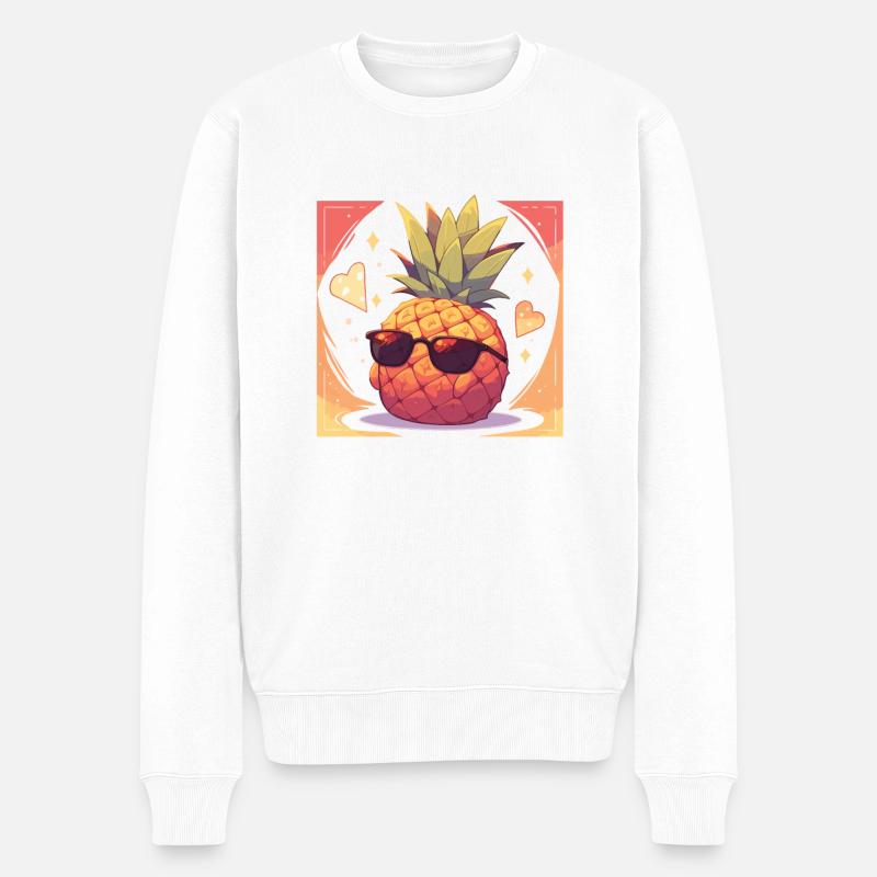 Ananas Ananas Sonnenbrile Frucht Obst - Männer Premium Bio Pullover - Weiß